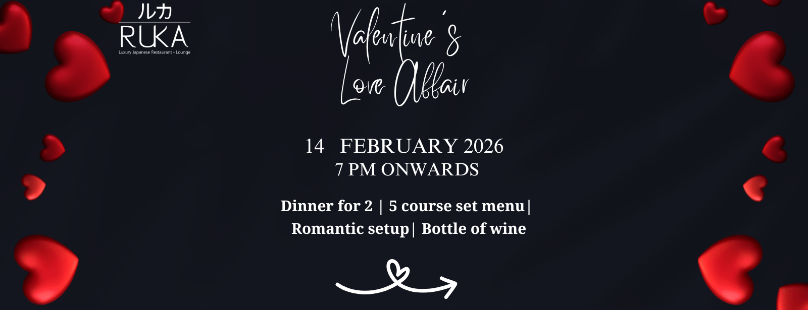 Valentine’s Love Affair at RUKA, Bahrain Valentine's Day Recommendations at bahrainmegadeals.com