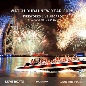 New Year's Eve Fireworks Show at Love Boats Cruise in Dubai - Boat Tours and Cruises by Boat Tours UAE