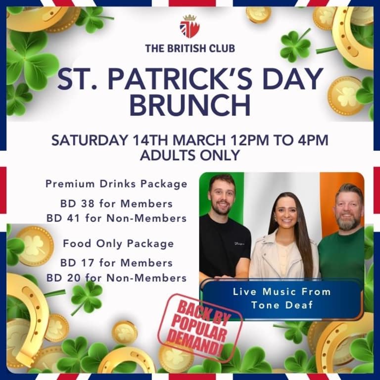 St. Patrick’s Day Brunch at British Club Bahrain Brunches